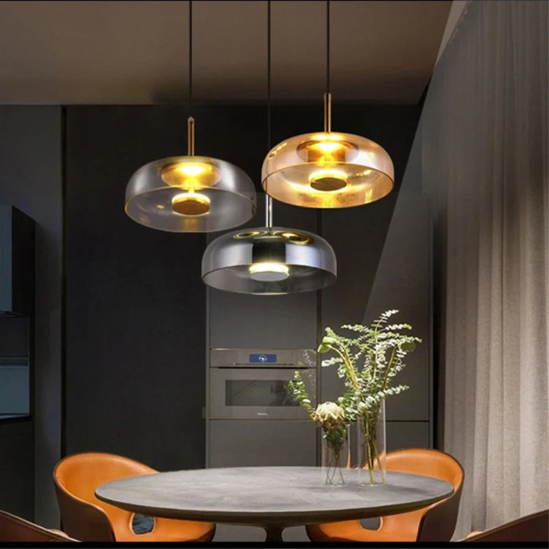 suspension en verre fumé transparent design nordique pour hôtel et café - vue 3 sur 9