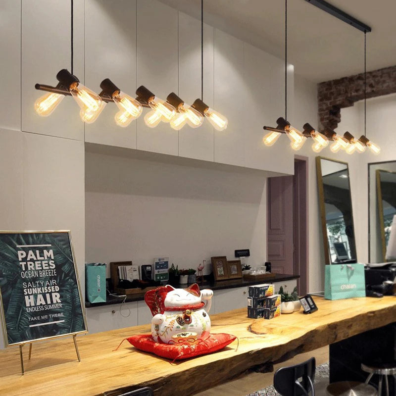 lustre industriel américain pour bar restaurant ou salon - vue 5 sur 8