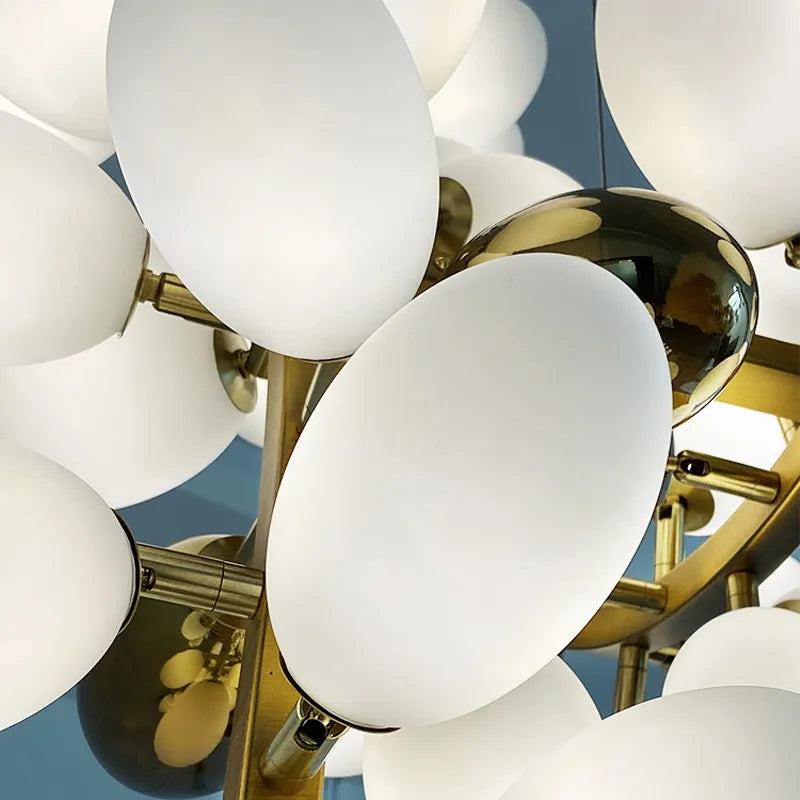 Lustre en verre blanc de luxe postmoderne - vue 6 sur 6