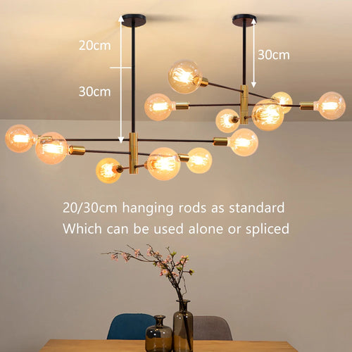 Moderne Nordique Spoutnik Noir LED Lustre Éclairage Luminaires D'intérieur Pour Chambre Salon Salle À Manger Décor À La Maison Plafonnier - vue 4 sur 6