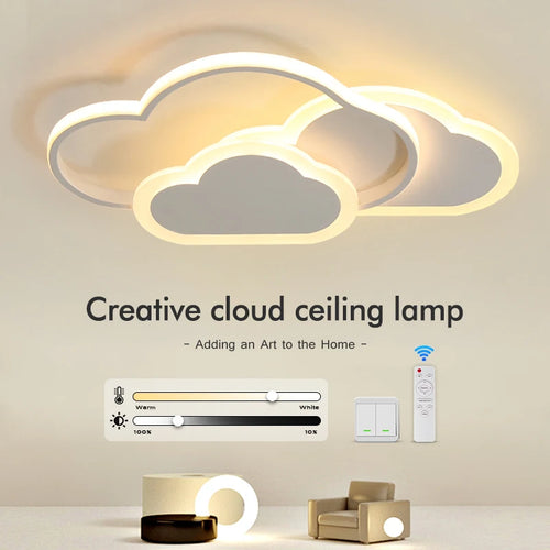 plafonnier led moderne creative cloud luminosité réglable grand panneau lumineux - vue 3 sur 16