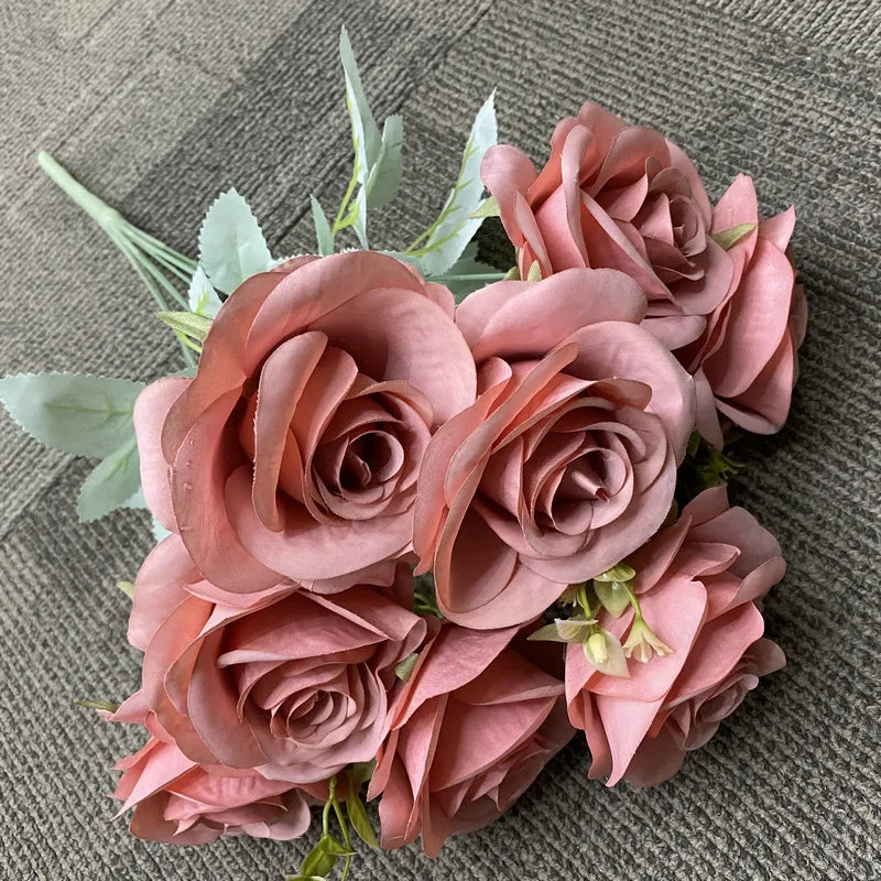 bouquet de roses artificielles en soie décoration florale élégante - vue 11 sur 15
