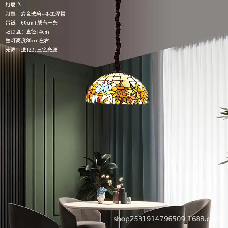 lustre rétro en verre teinté style méditerranéen pour restaurant et hall - vue 8 sur 18
