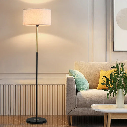 lampadaire moderne en métal avec abat-jour en tissu - vue 2 sur 6