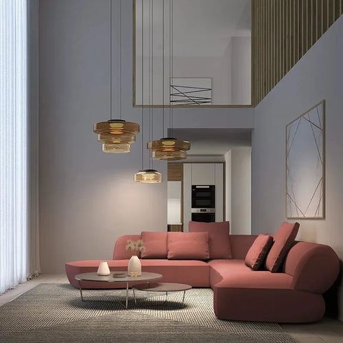 suspension design danois bohème abat-jour en verre pour tables basses - vue 5 sur 24