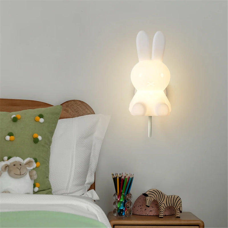 applique led murale pour enfants avec dessin de lapin