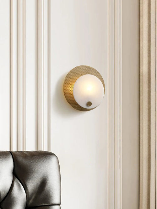 applique minimaliste en marbre et cuivre avec led - vue 3 sur 10