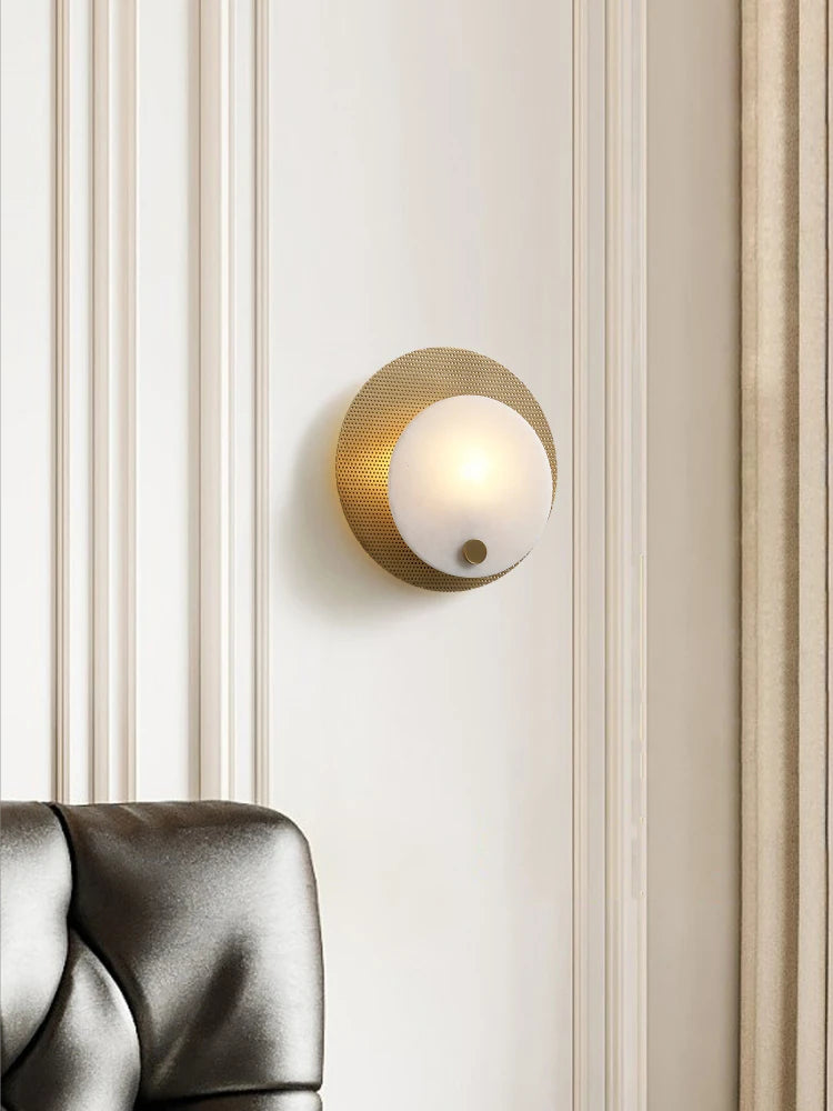 applique minimaliste en marbre et cuivre avec led