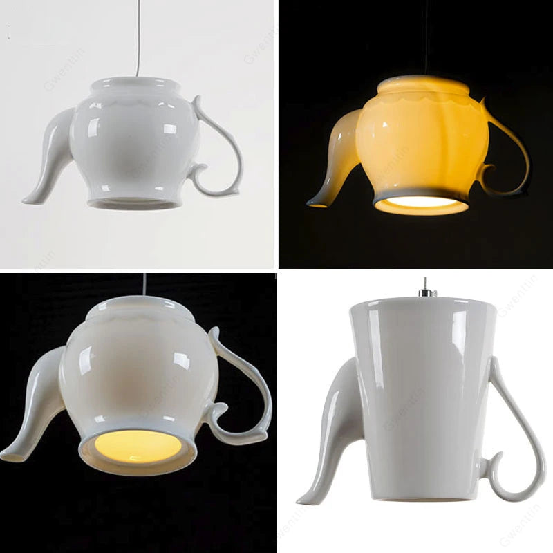 Suspension service à thé en céramique moderne LED - vue 4 sur 17