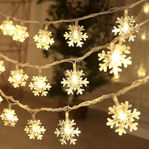 guirlande lumineuse flocon de neige pour décorations de Noël et fêtes - vue 2 sur 9
