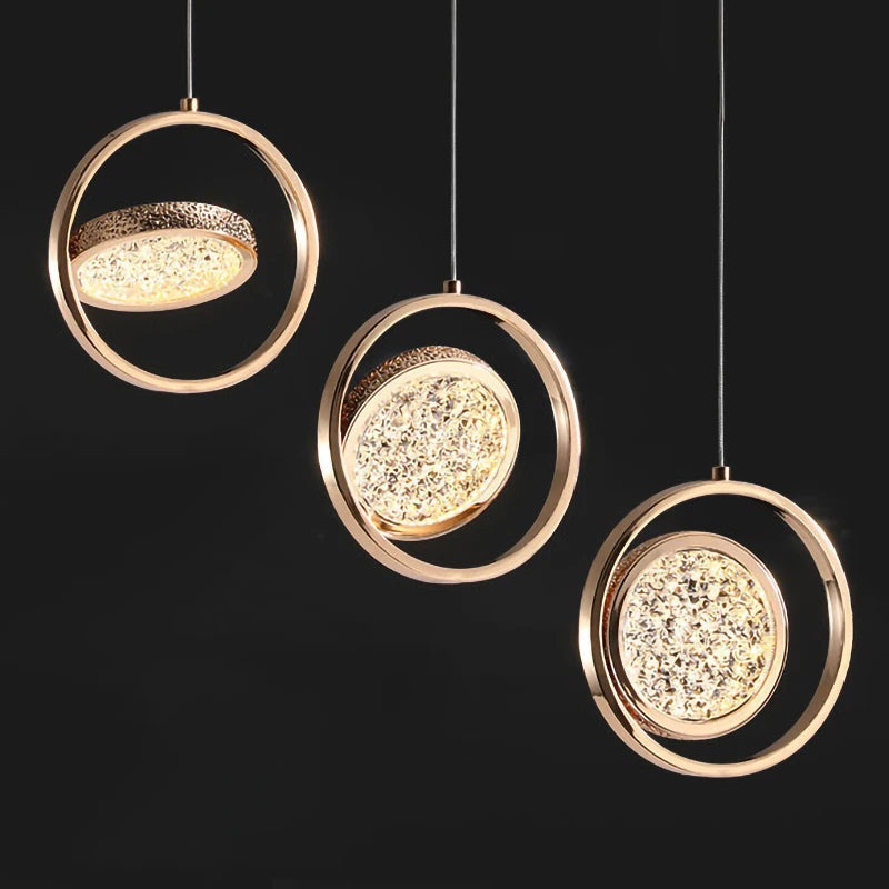 Nordique moderne suspension LED lumière or acrylique lustre créativité suspension lampe intérieur maison loft chambre chevet étude escaliers - vue 3 sur 20