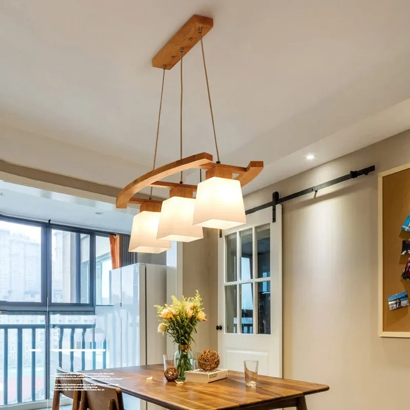 suspension moderne en bois nordique style japonais pour espaces contemporains - vue 4 sur 7