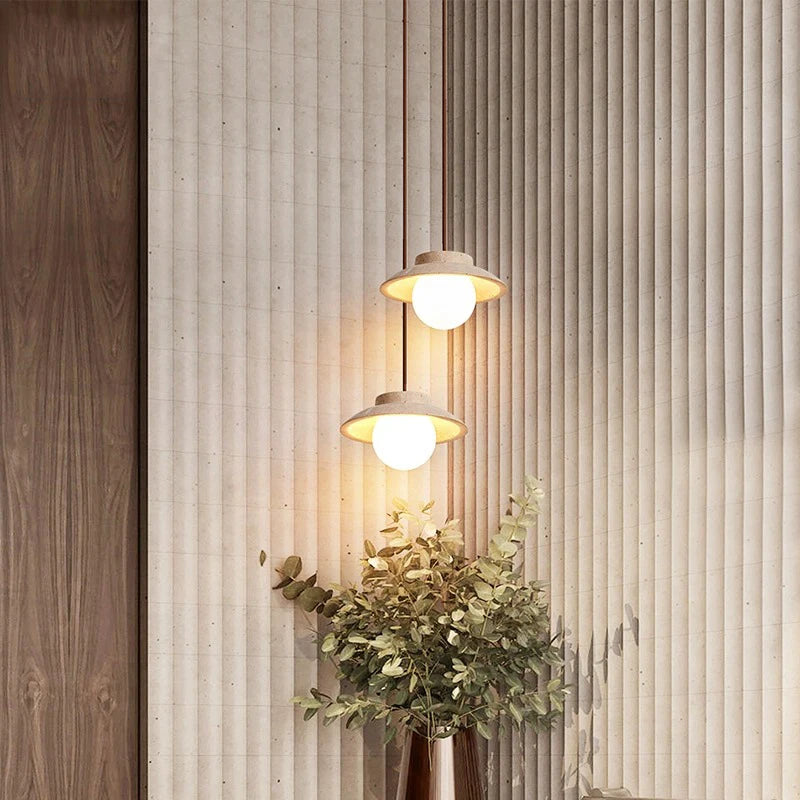 Suspension LED style nordique en pierre pour décoration maison - vue 3 sur 6