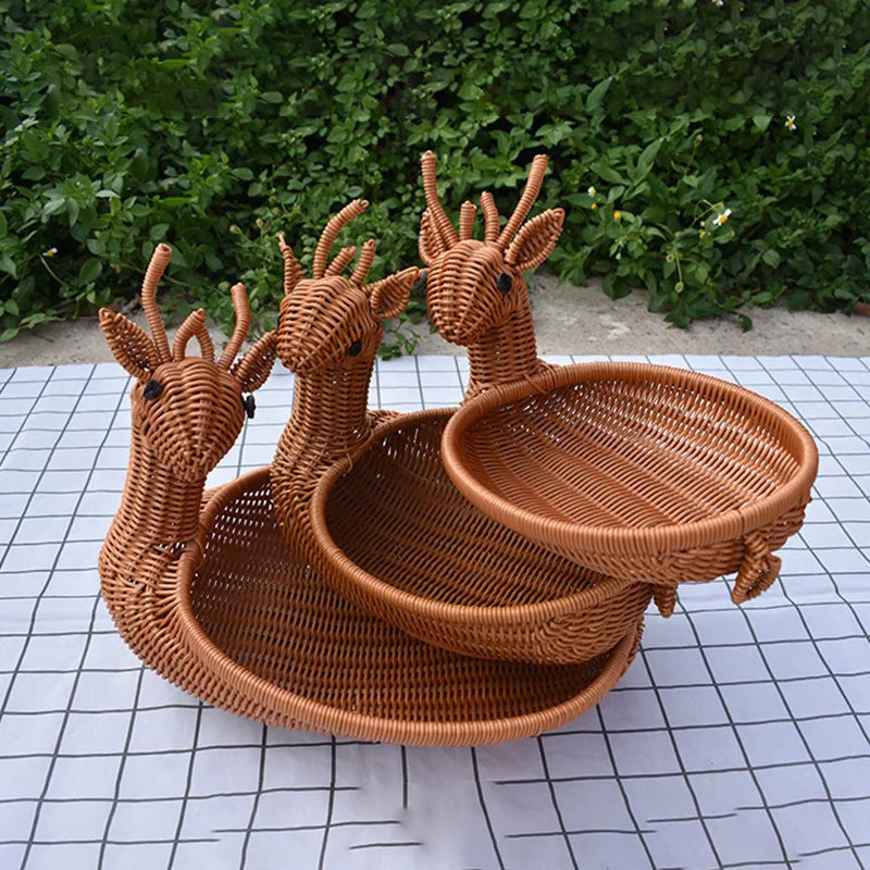 panier de rangement en rotin tissé style animal fait main - vue 5 sur 29
