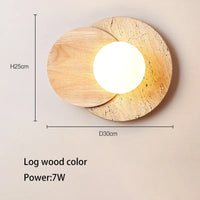 applique murale nordique à led en pierre et bois