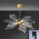 lustre moderne en verre de résine en forme de feuille pour intérieur