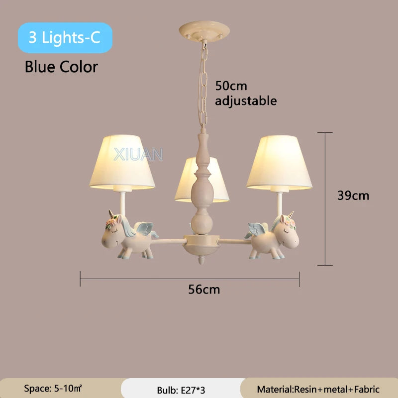 lustre licorne dessin animé pour chambre d'enfant suspendu - vue 21 sur 24