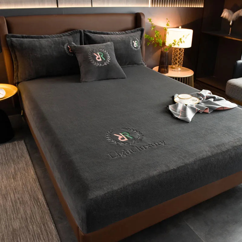 drap-housse en peluche douce et flanelle solide