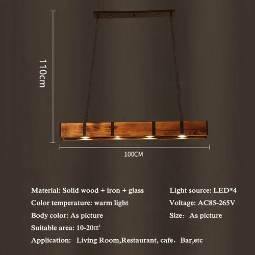 Lustre Vintage américaine en bois salle à manger Bar Table magasin de vêtements de Style industriel éclairage Led - vue 7 sur 7