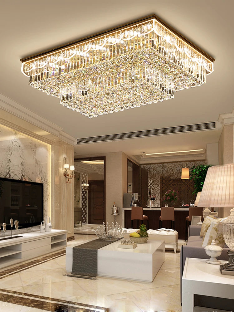 plafonnier led variable en cristal et acier inoxydable pour intérieur moderne - vue 5 sur 12