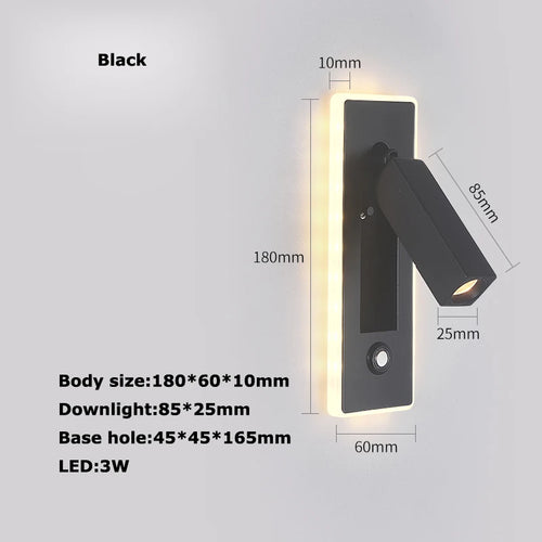 applique murale led rotative avec interrupteur pour lecture - vue 15 sur 23