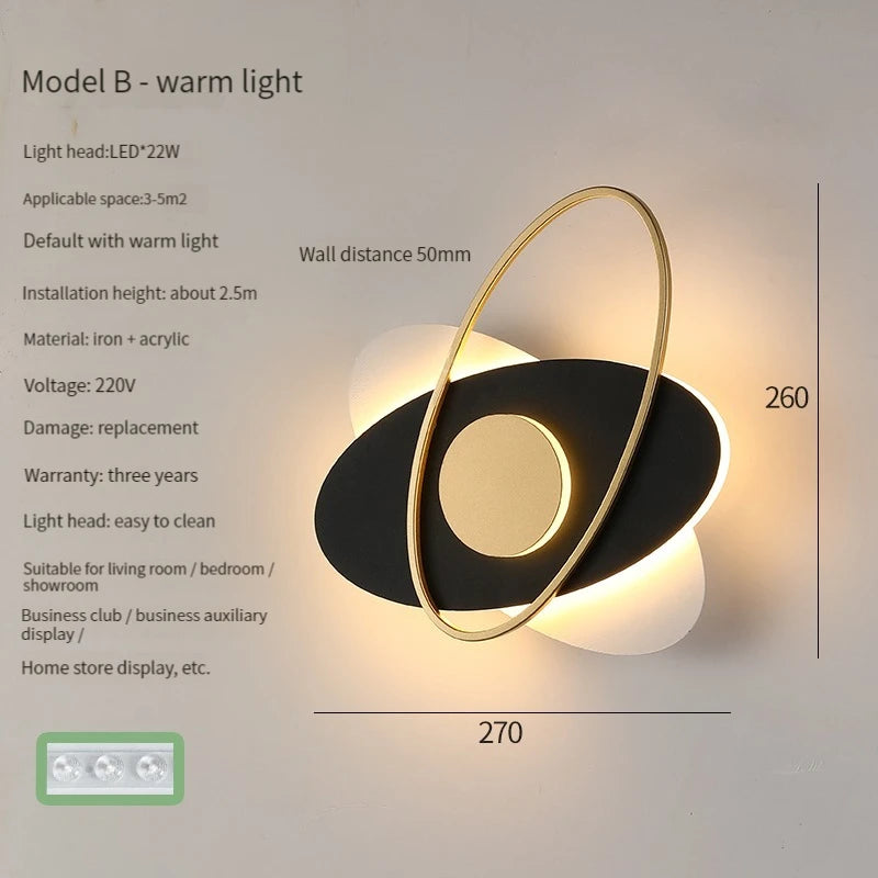 applique murale led moderne pour éclairage décoratif intérieur - vue 12 sur 12
