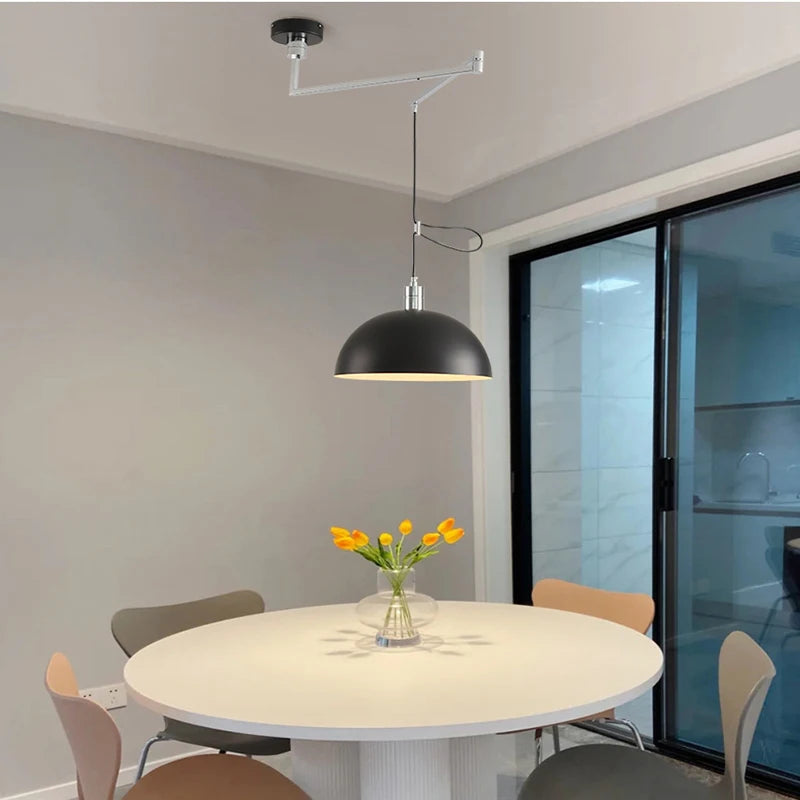 Suspension télescopiques modernes pliantes en métal salle à manger cuisine barre d'étude rotatif décor à la maison éclairage E27