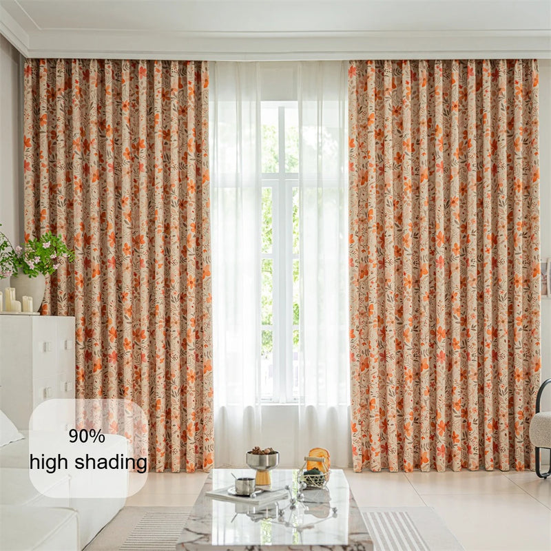 Rideau occultant floral style français pour chambre salon