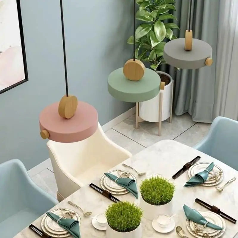 LED Iron Pendant Light for Dining Room, Round Disc, Long Strip, Bedside Nightlight, Study Living Room, Simple Decor, Coffee Bar - vue 4 sur 14