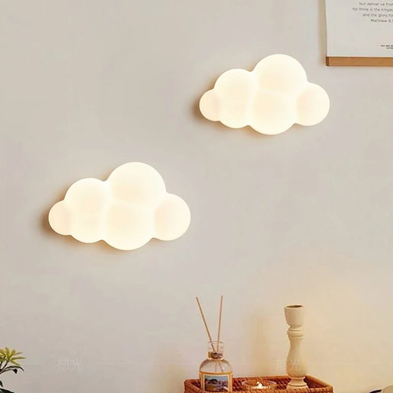 applique murale en forme de nuage pour enfants avec télécommande et gradation