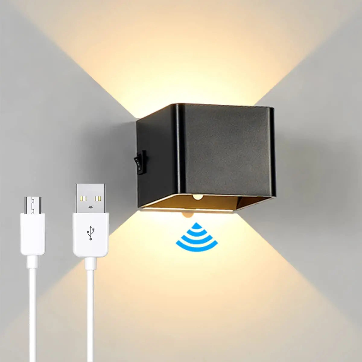 applique murale led rechargeable sans fil avec capteur humain usb - vue 10 sur 10