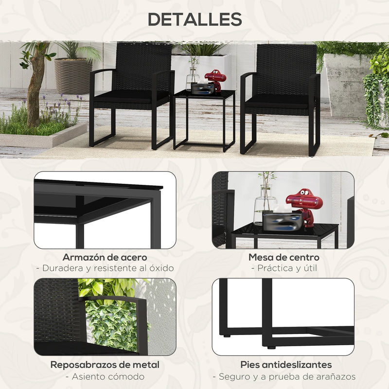 salon de jardin en rotin synthétique avec coussins confortables