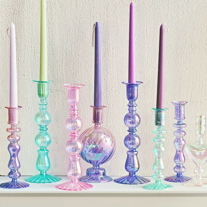 bougeoirs rétro coniques en verre pour décoration élégante - vue 2 sur 32
