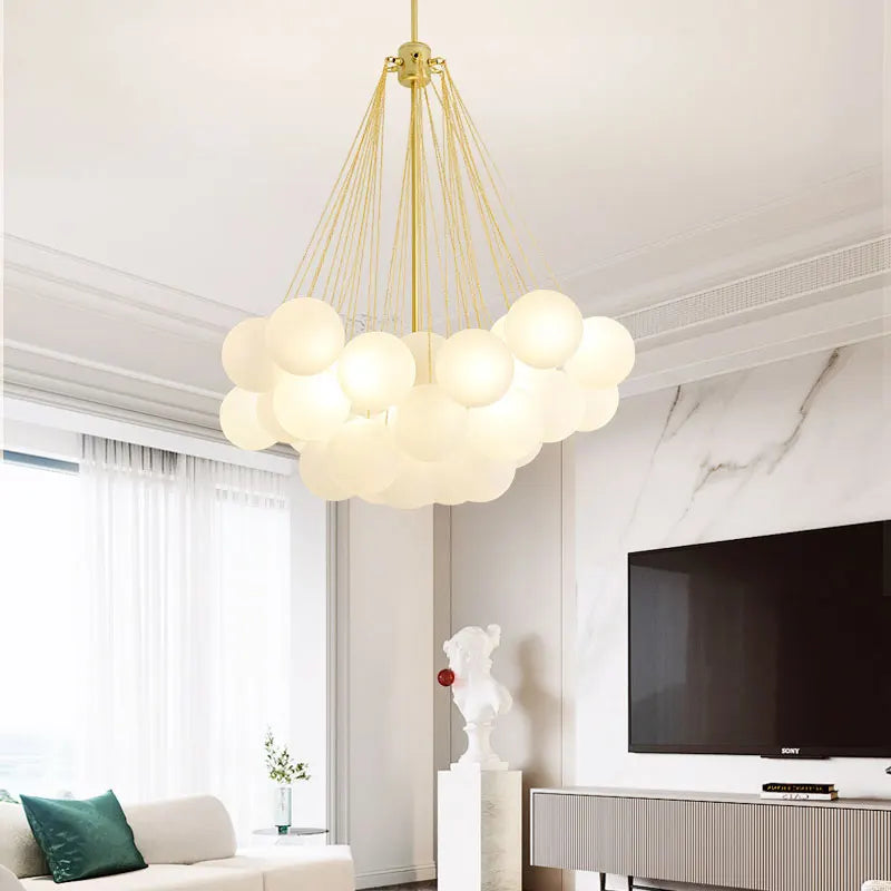 LED élégant moderne bulle boule plafond lustre ivoire verre suspension lumières nordique pour salle à manger Restaurant lampe suspendue
