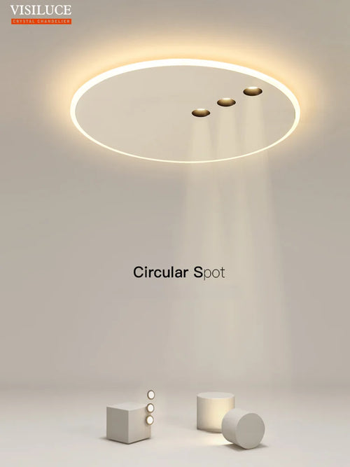 plafonnier led rond minimaliste à intensité réglable pour intérieur - vue 2 sur 8