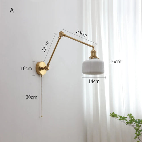 IWHD tirer chaîne verre applique murale LED applique bras gauche droite rotation chambre salon lumières nordique moderne à côté lampe Wandlamp - vue 23 sur 23