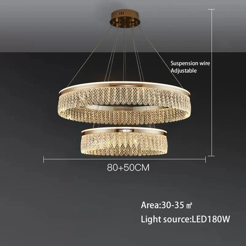 lustre sandyha moderne créatif anneau de luxe en cristal - vue 12 sur 11