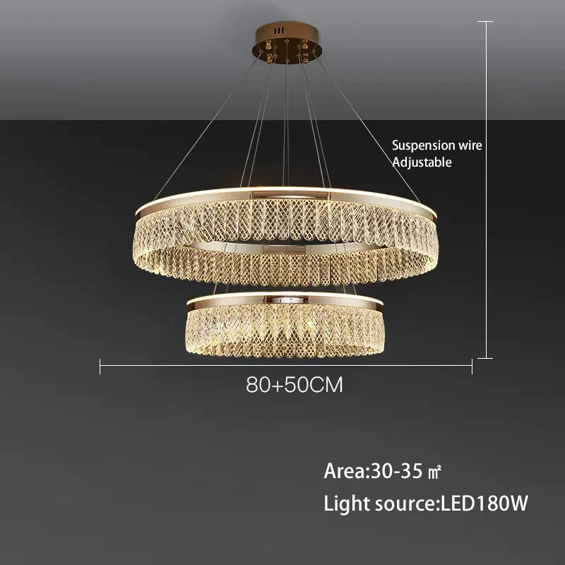 lustre sandyha moderne créatif anneau de luxe en cristal - vue 11 sur 11