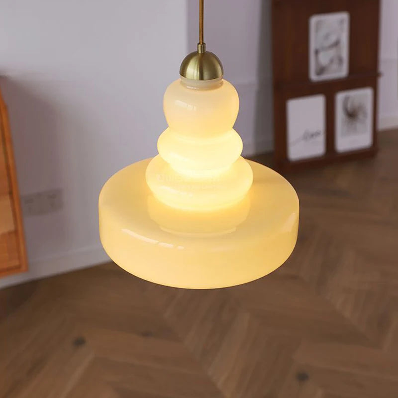suspension rétro nordique bauhaus en verre gourde pour éclairage - vue 4 sur 9