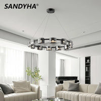 lustre sandyha moderne minimaliste abat-jour verre led suspendu