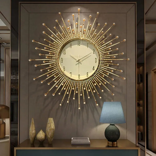 horloge murale de luxe en forme de soleil pour décoration moderne - vue 4 sur 10