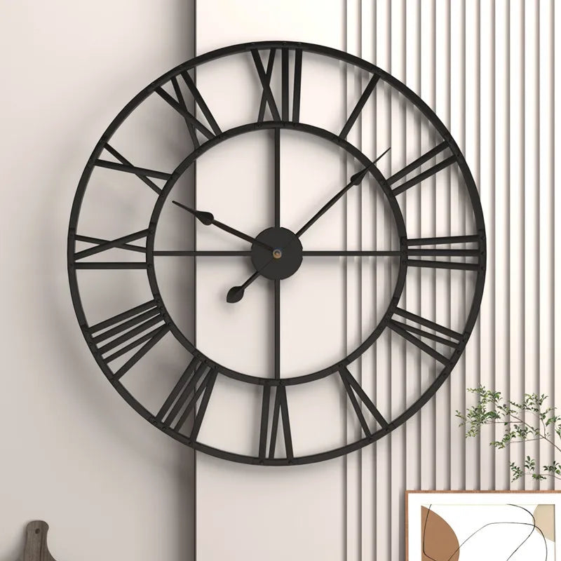 horloge murale 3D rétro en métal style nordique silencieuse et précise - vue 8 sur 8