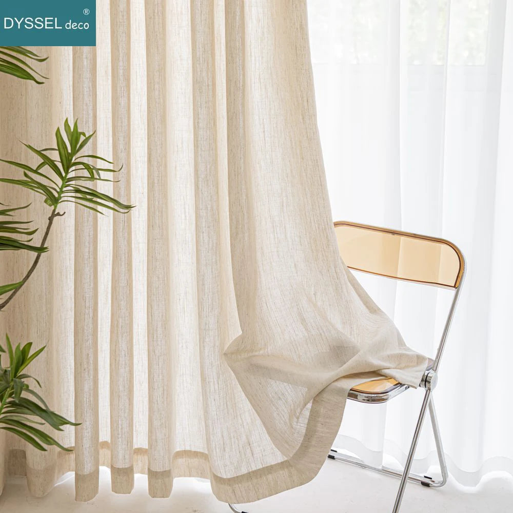 Voilage rideau style lin moderne pour salon chambre - vue 5 sur 7
