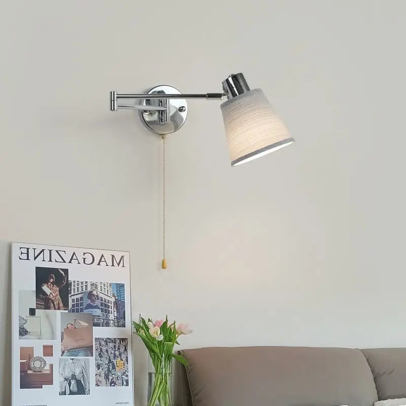 applique murale moderne bras pivotant led en tissu plissé métal