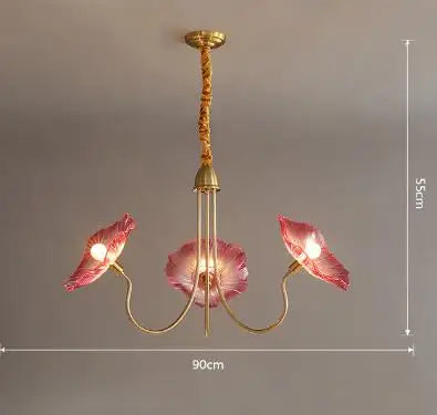 lustre moderne en verre en forme de fleur de lotus avec led - vue 14 sur 14