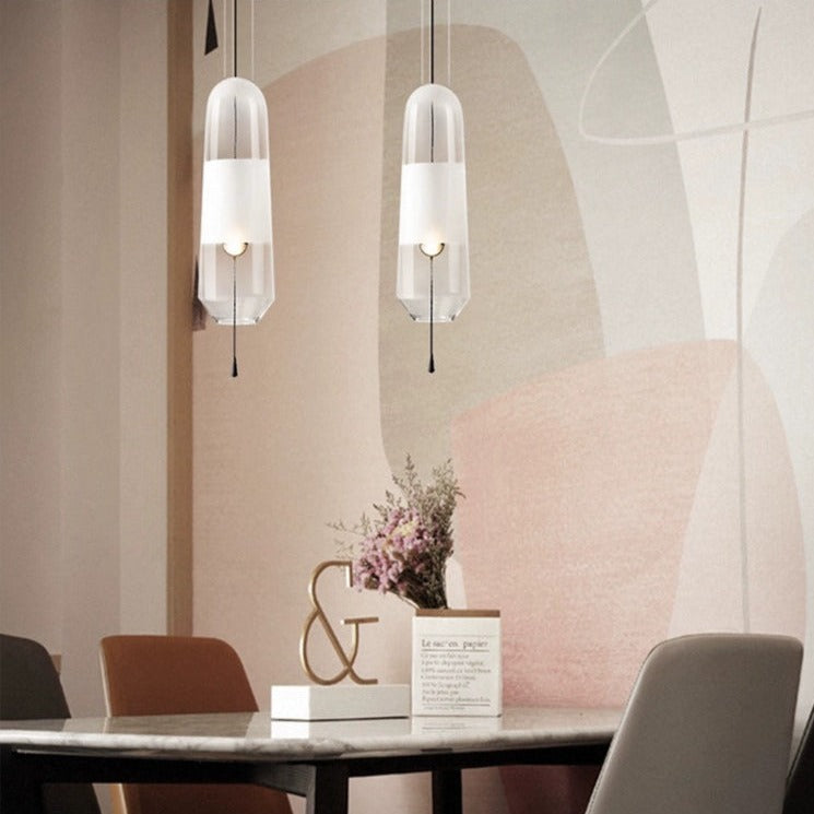 Suspension design LED avec abat-jour en verre Favia