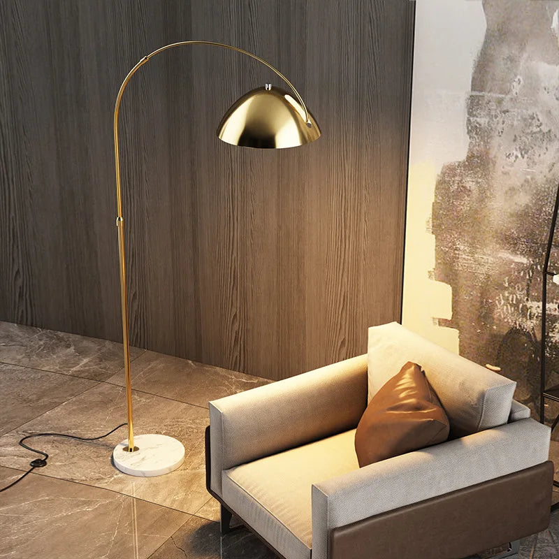 Lampadaire arc en métal chromé moderne minimaliste