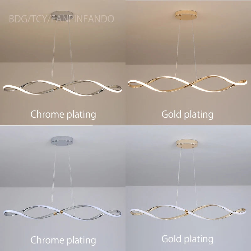 lustre led moderne suspendu avec éclairage et télécommande - vue 7 sur 8