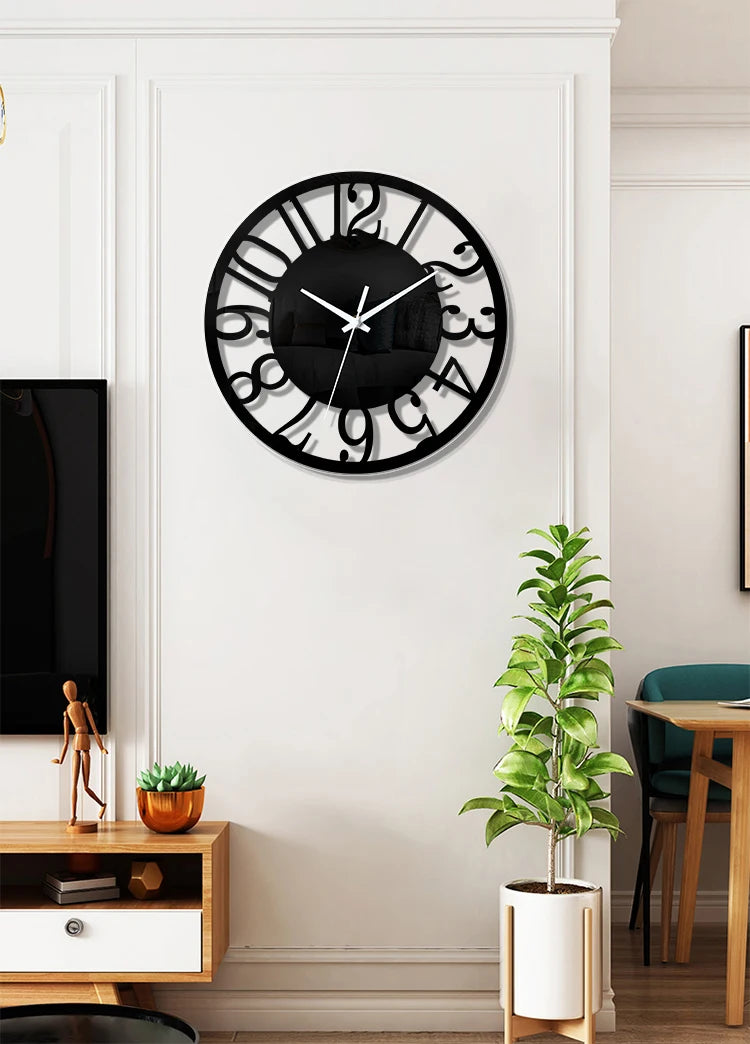 horloge murale transparente minimaliste avec chiffres arabes élégants - vue 5 sur 7