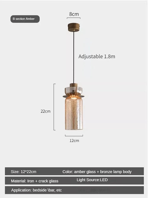 suspension rétro en verre craquelé style américain pour bar et café - vue 12 sur 12
